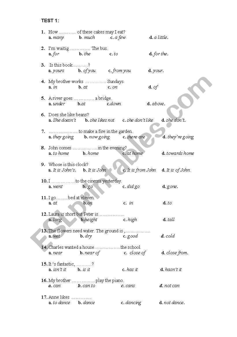 Test 1 eoi worksheet