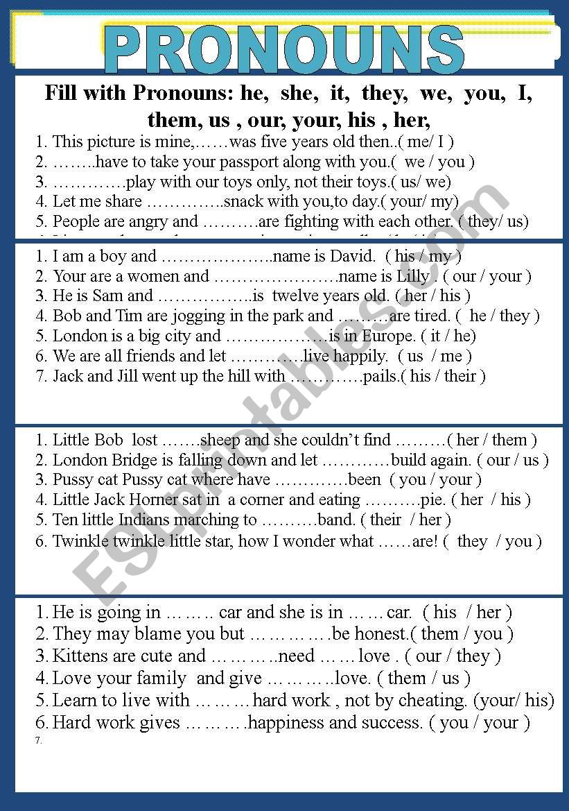 PRONOUNS worksheet