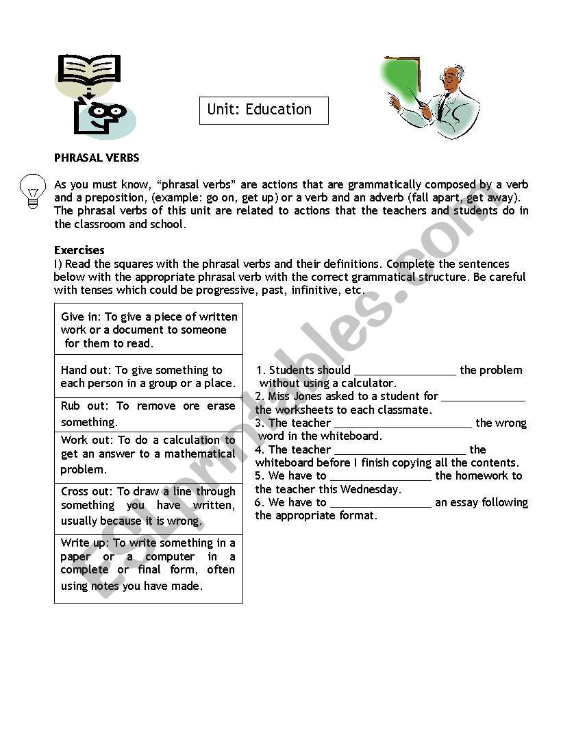 Education Phrasal Verbs worksheet