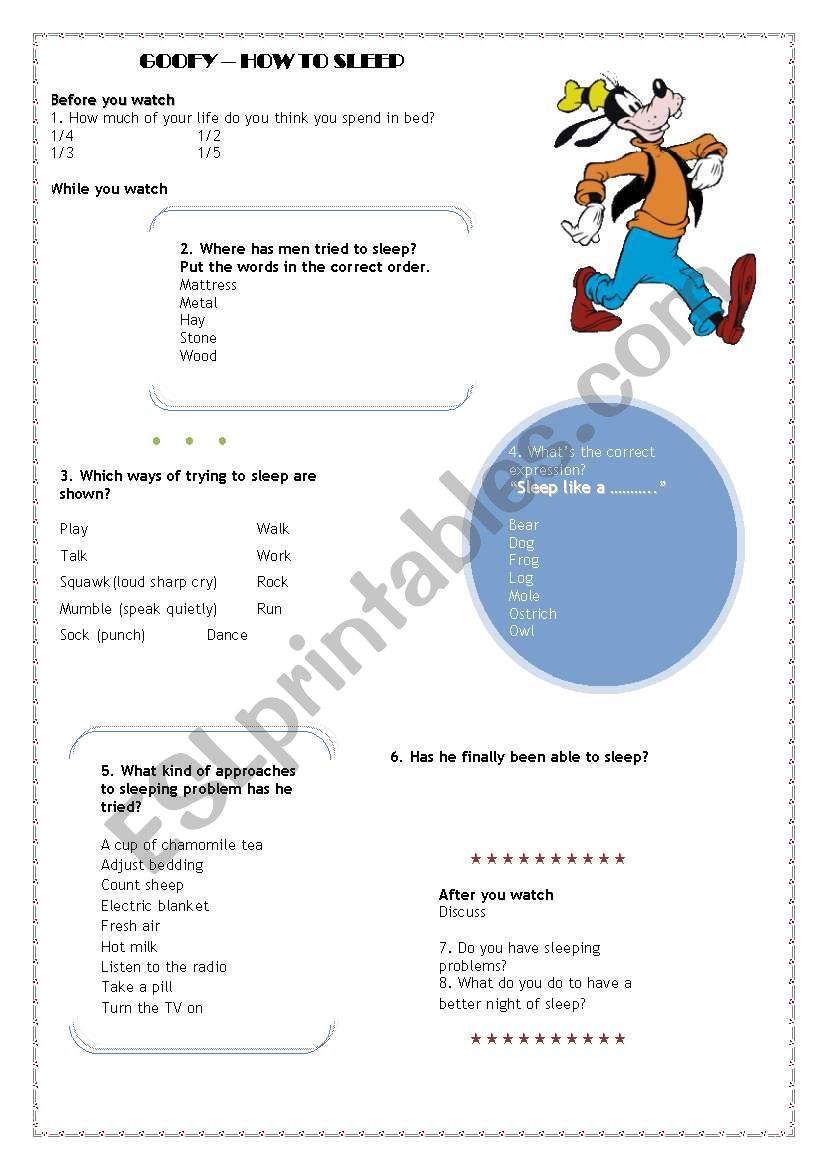 Goofy Video Activity worksheet