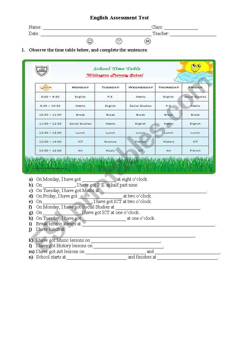 Daily Routines worksheet