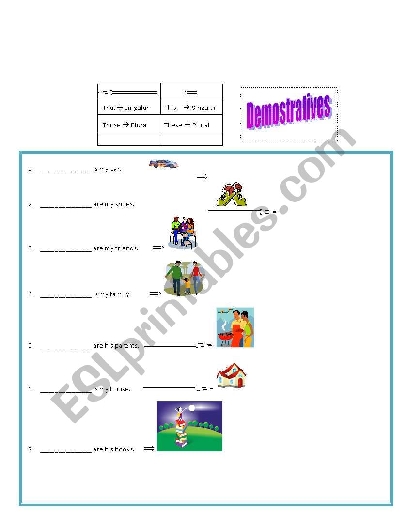 Demostratives worksheet