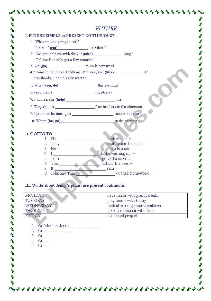 FUTURE TENSES AND EXPRESSIONS worksheet