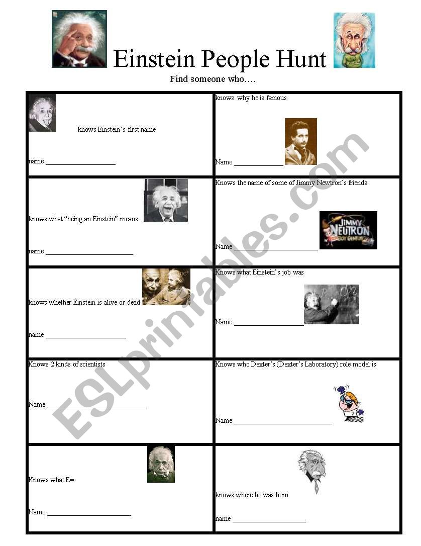 Einstein People Search worksheet