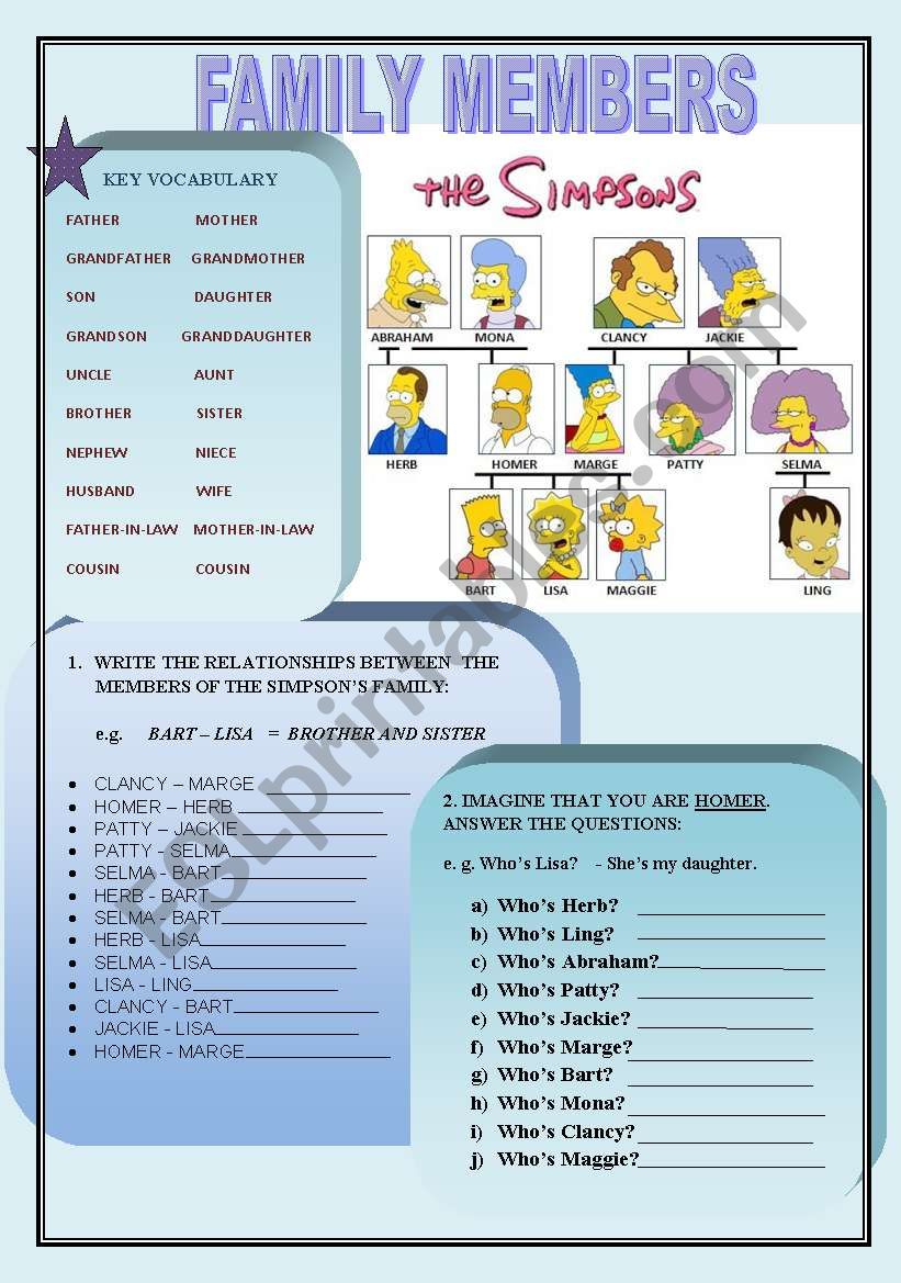 Family Members Practice worksheet