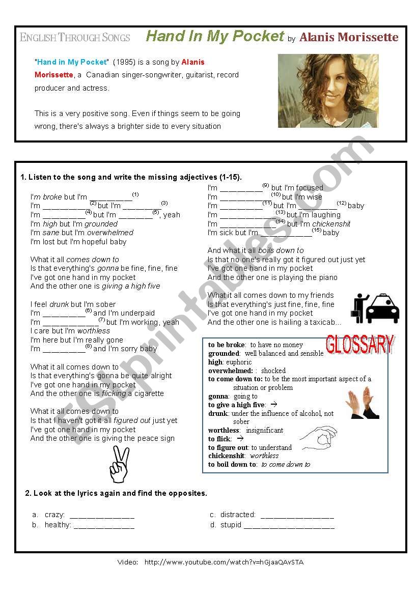 English through songs 7 worksheet