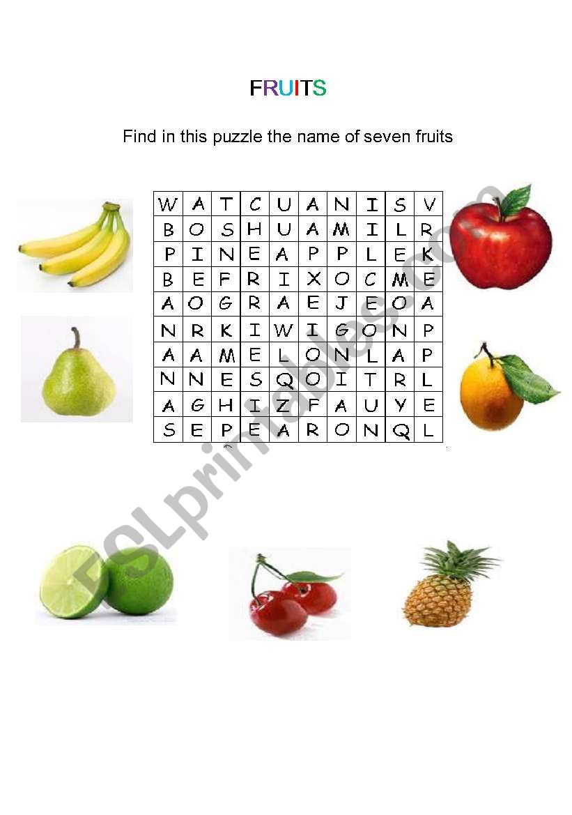fruits worksheet