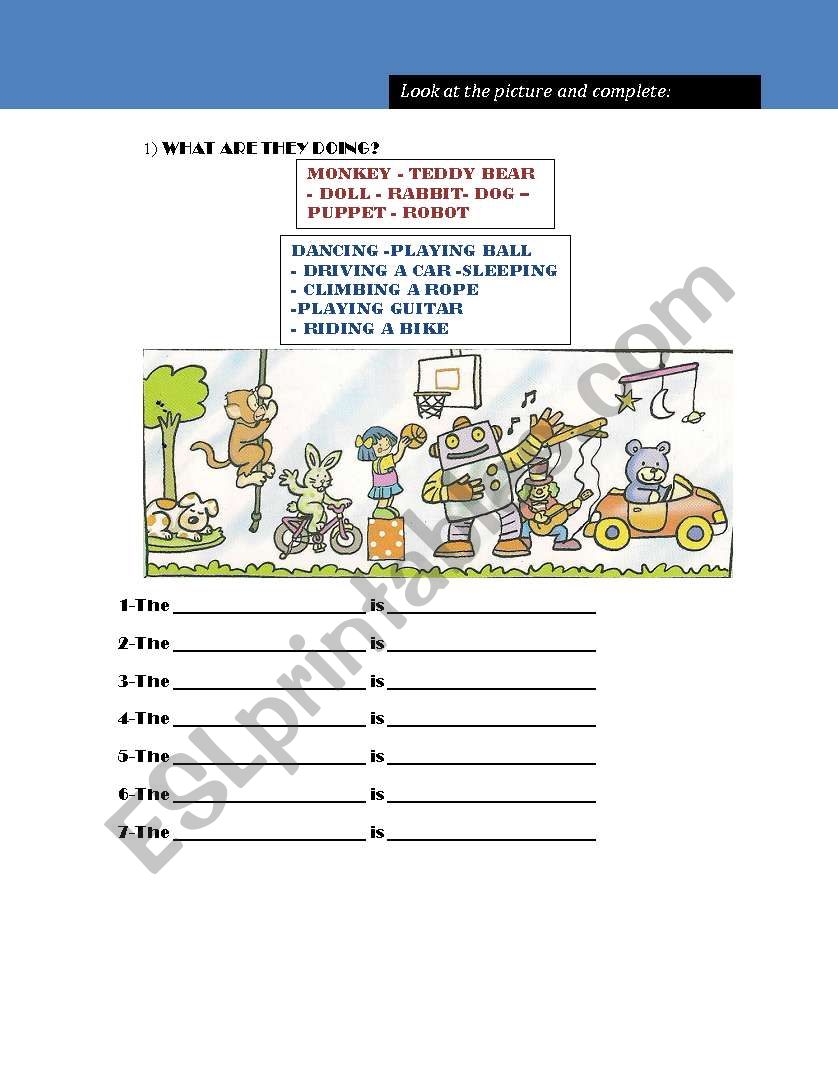 PRESENT CONTINUOUS WITH TOYS worksheet