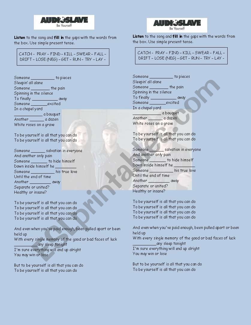 Be yourself - Audioslave worksheet