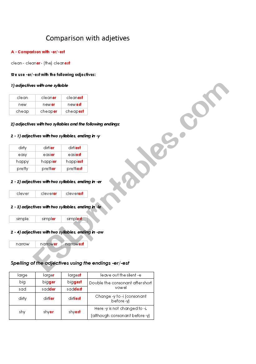 comparative and superlative worksheet