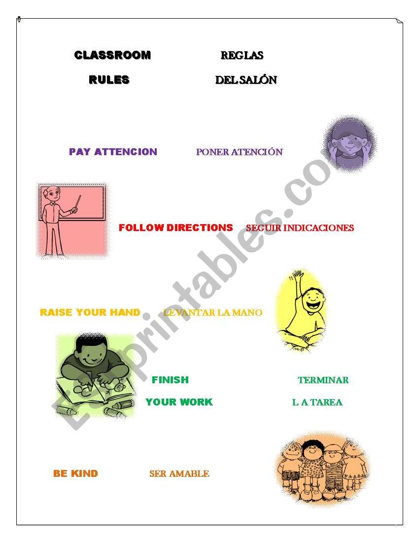 CLASSROOM RULES worksheet