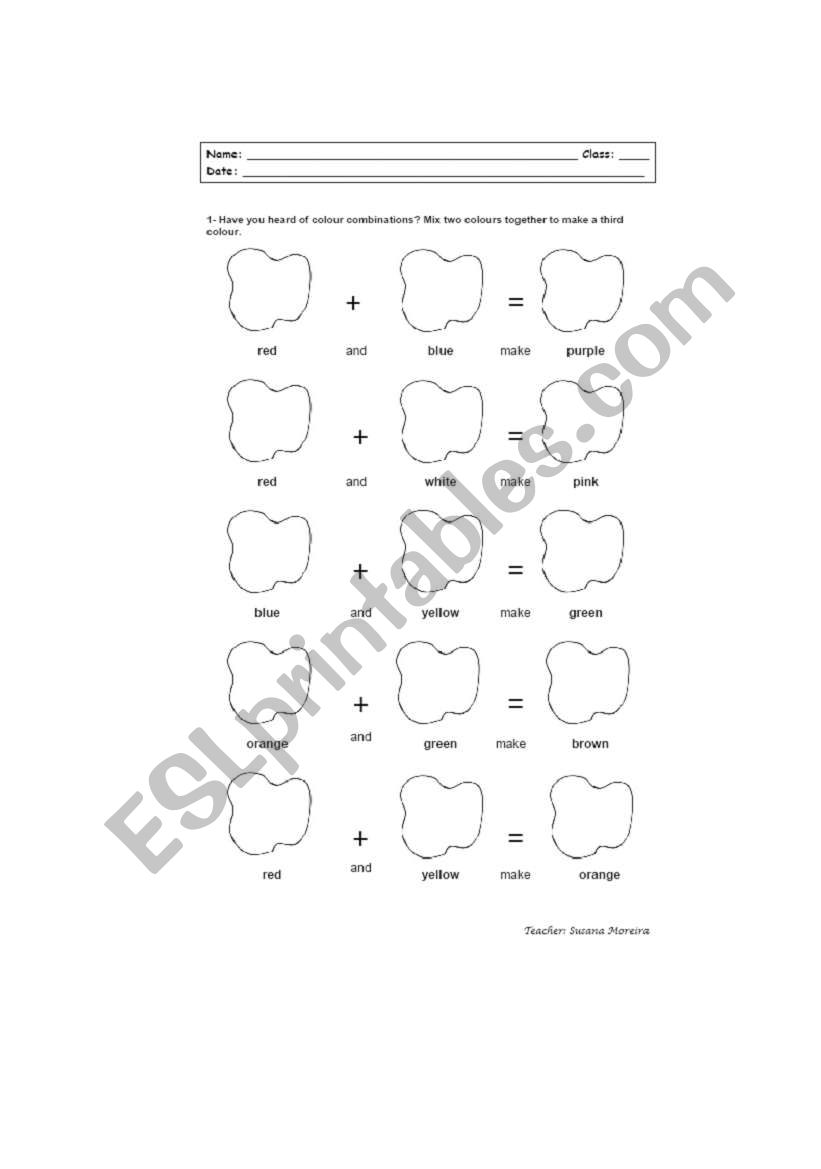 Colour combinations worksheet