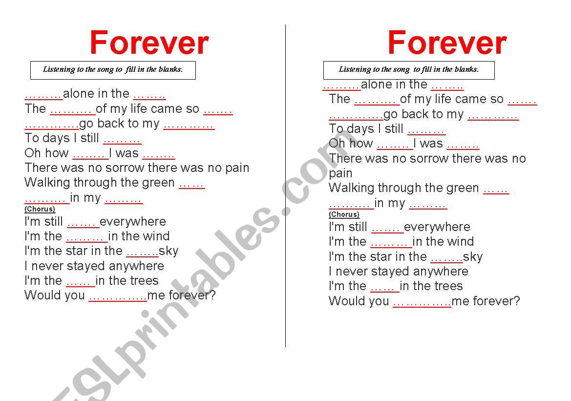 An English song to teach worksheet