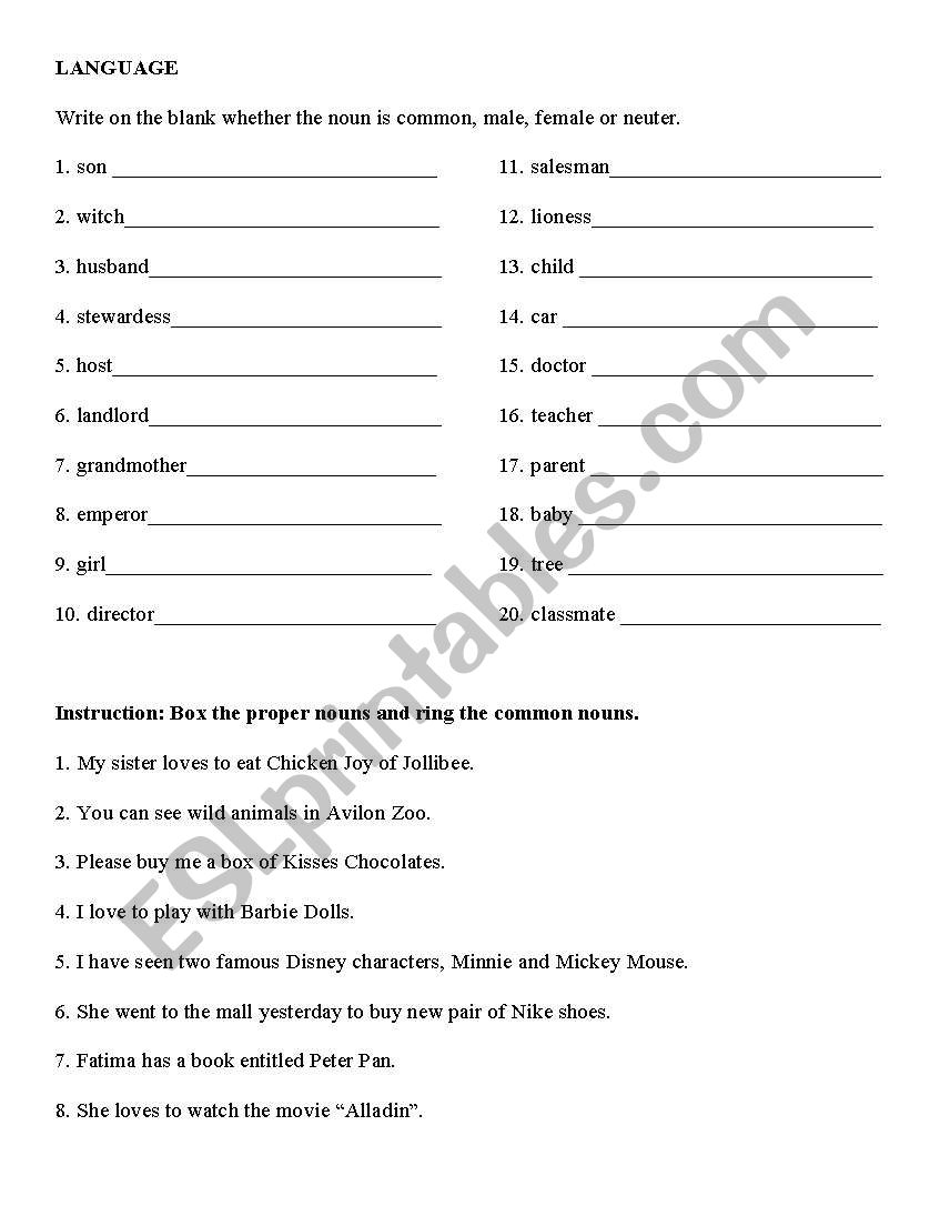 English Worksheets Grade 2 Language Worksheet