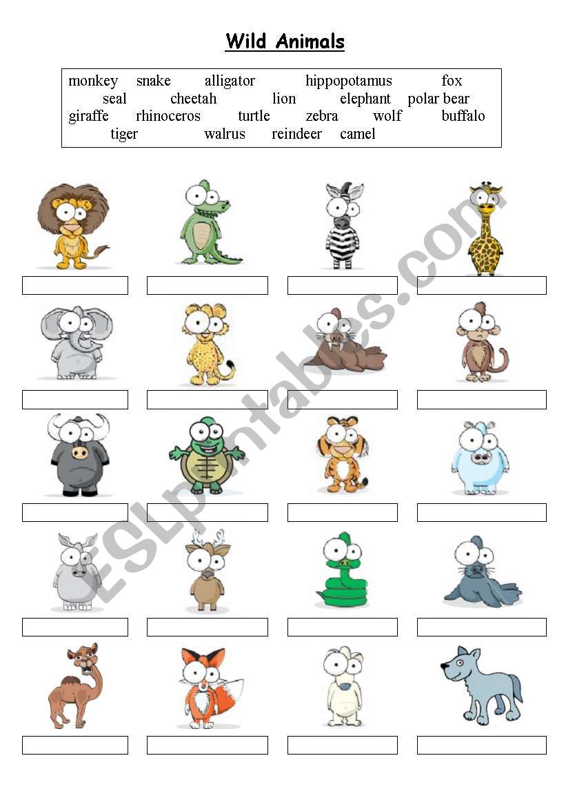 Wild Animals - Matching exercise