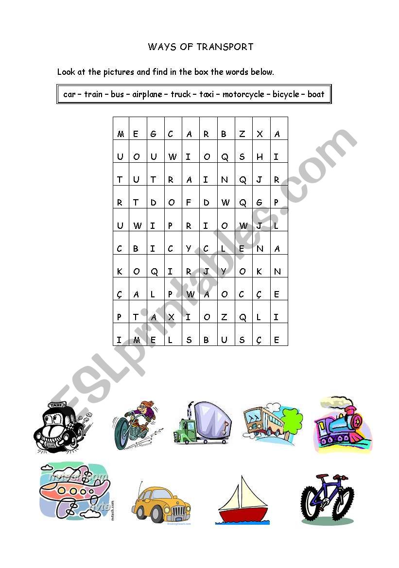 Ways of Transport worksheet