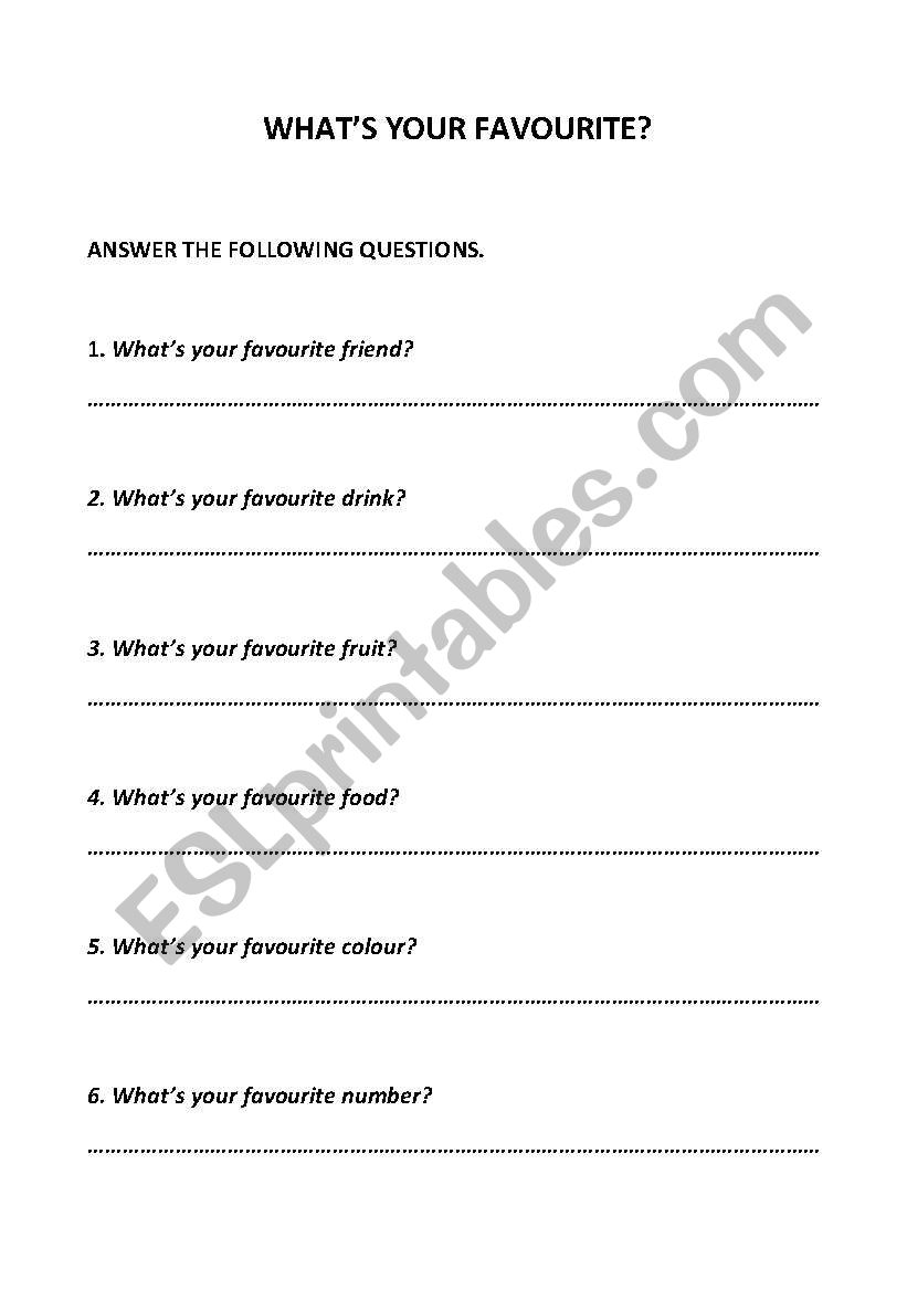 Whats your favourite? worksheet