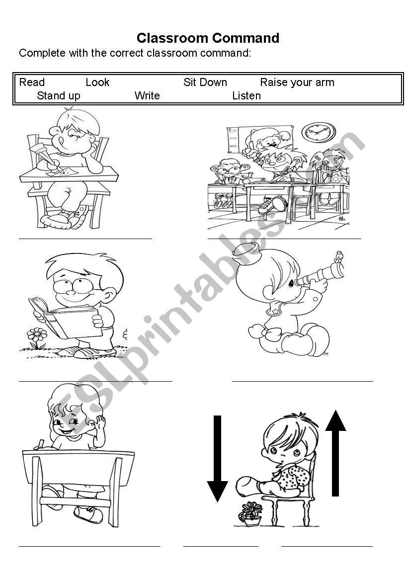 Classroom Commands worksheet