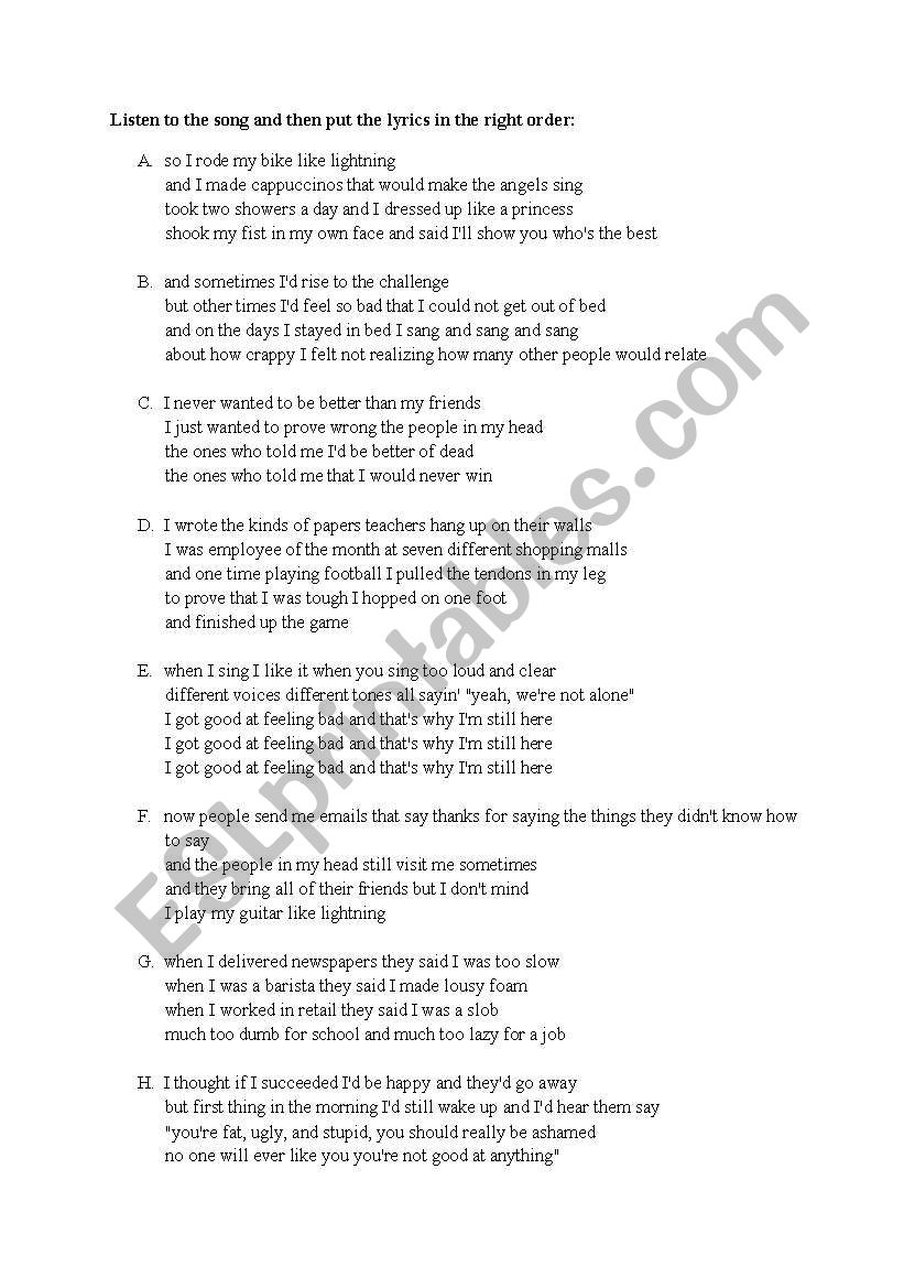 The Competition Song worksheet