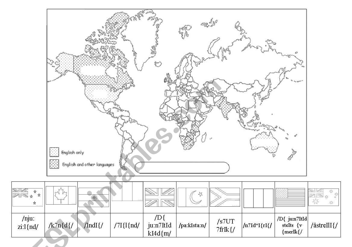 English-speaking countries worksheet