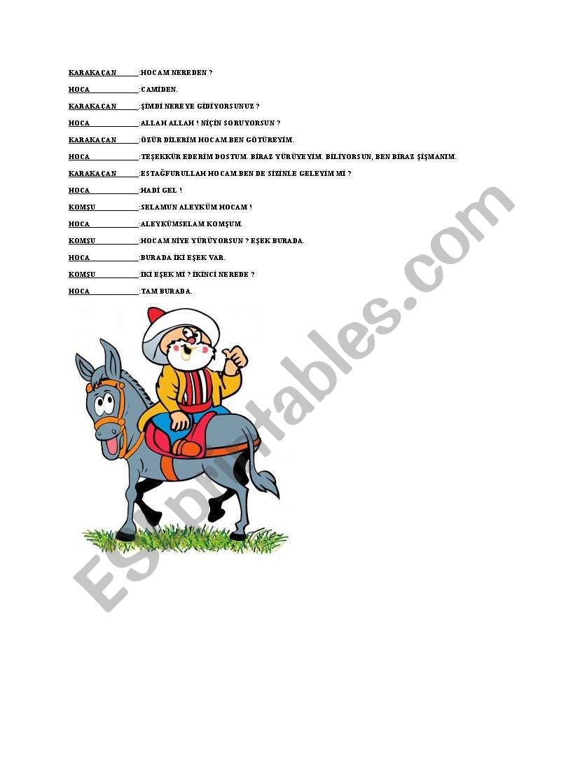 Nasrettin Hodja worksheet