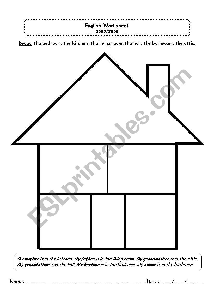 house & family worksheet