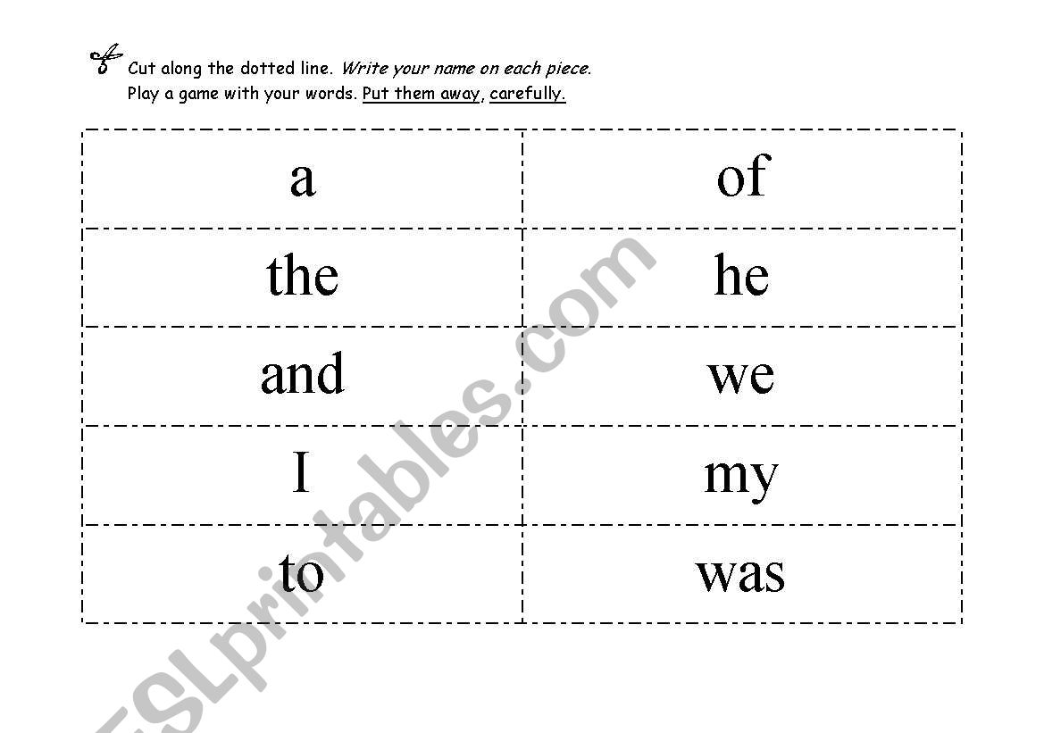 word wall worksheet