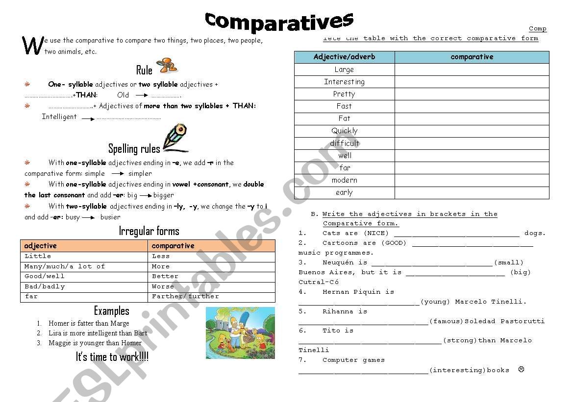 Comparatives worksheet