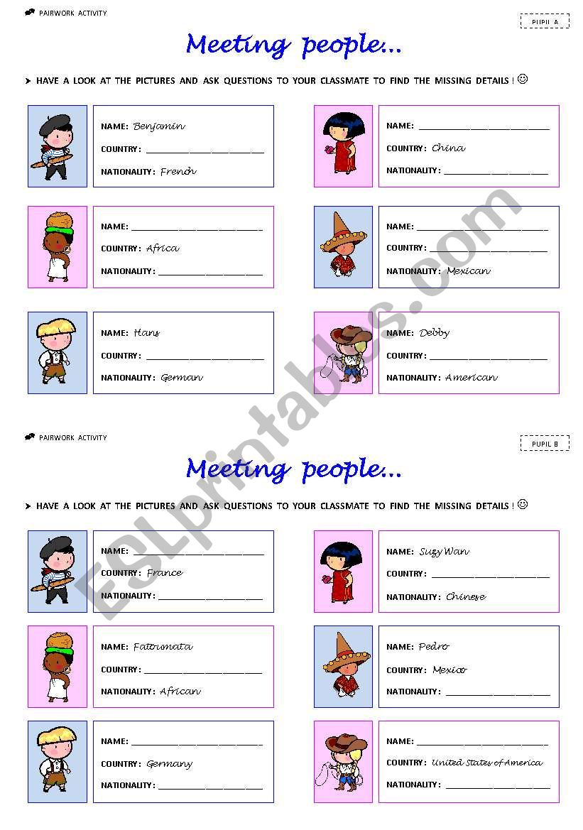 MEETING  PEOPLE worksheet