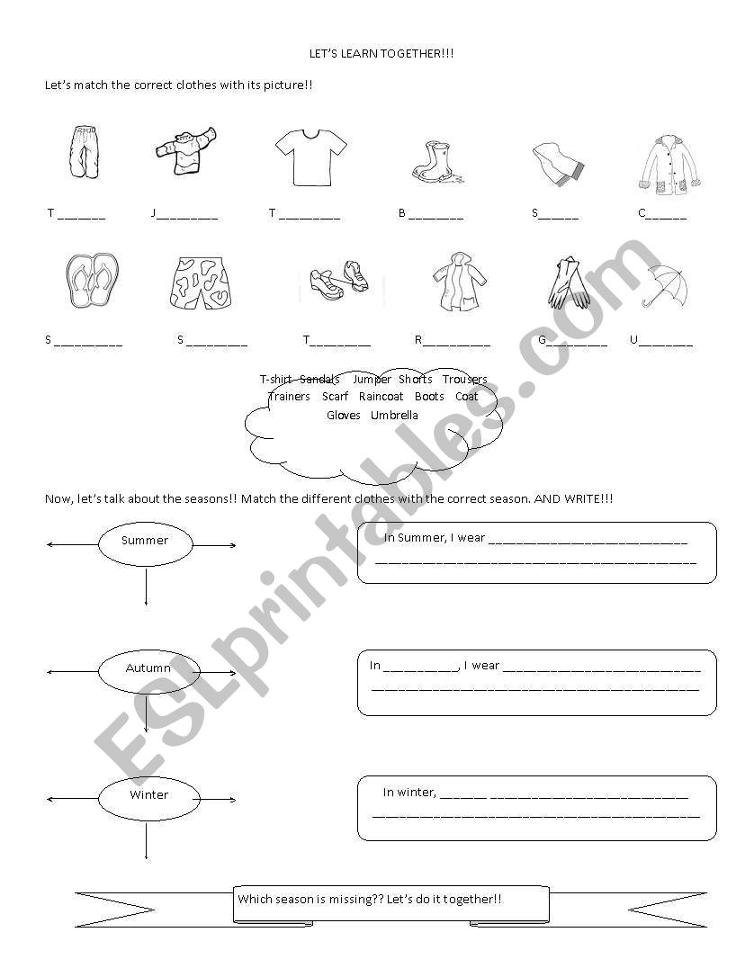 Clothes and season worksheet