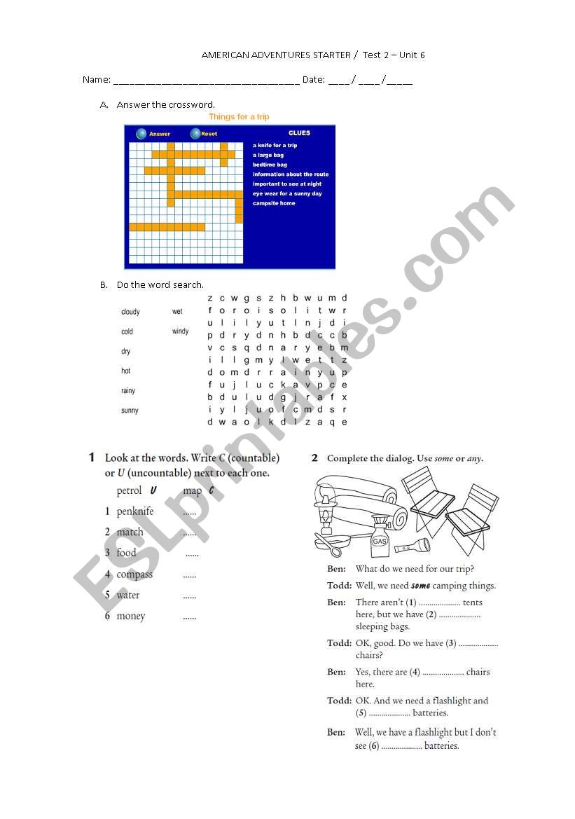 TEST ON There is/ There are worksheet