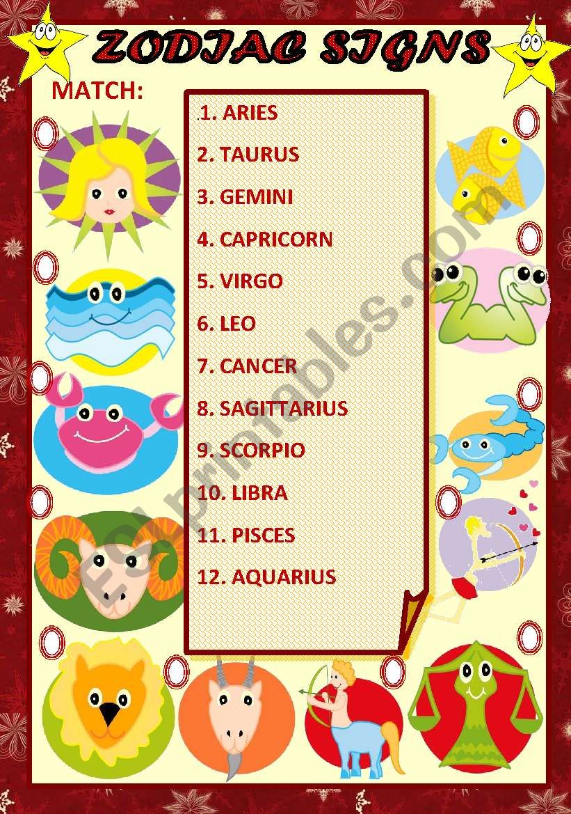 ZODIAC SIGNS worksheet