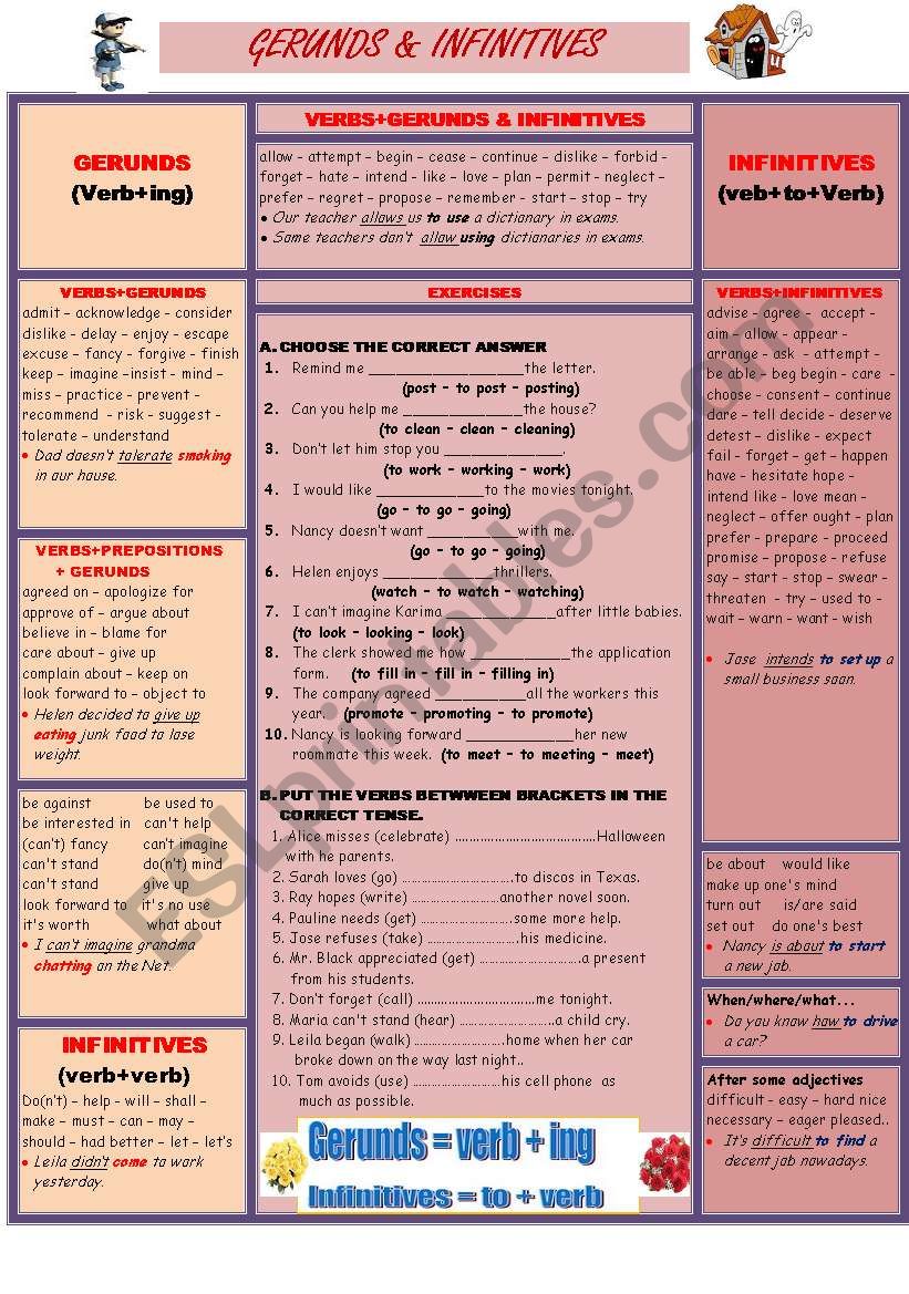 GERUNDS & INFINITIVES worksheet