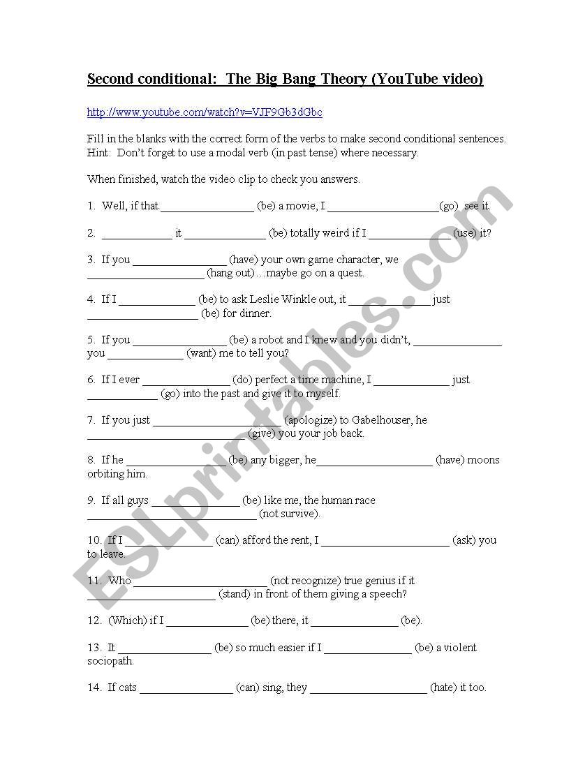 Second Conditional Gap-fill: The Big Bang Theory