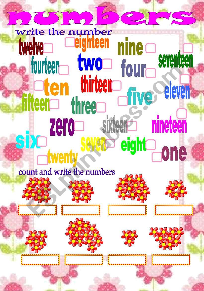 numbers worksheet