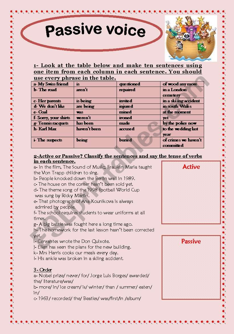 Passive voice worksheet