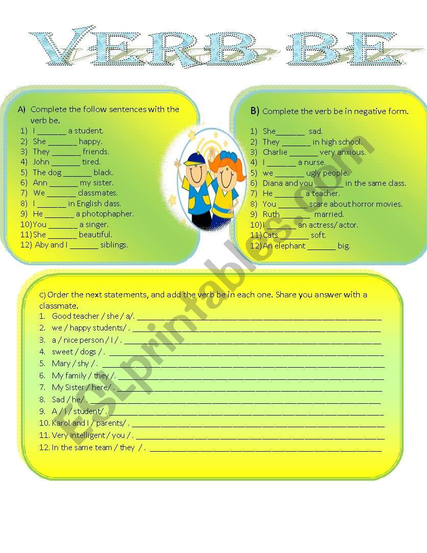 Verb be worksheet