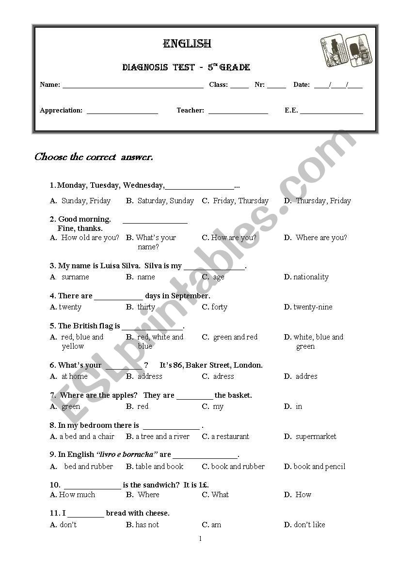 diagnosis worksheet