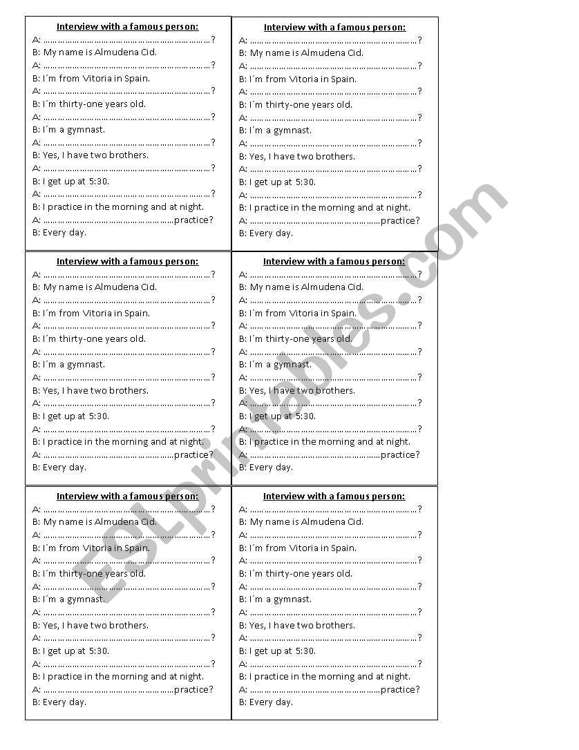 Complete the dialogue worksheet