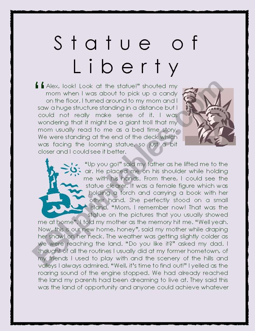 Wonder of the World Story series 7 ( Statue of Liberty)