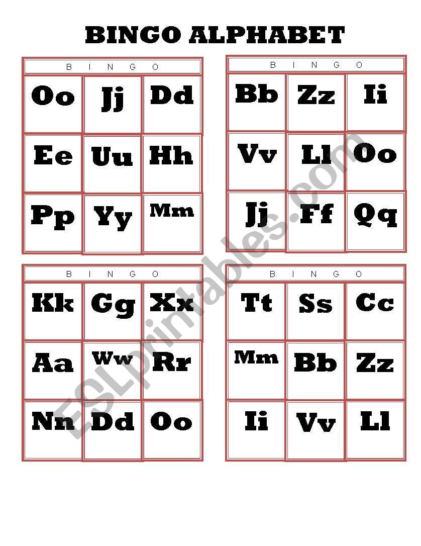 Alphabet Bingo worksheet