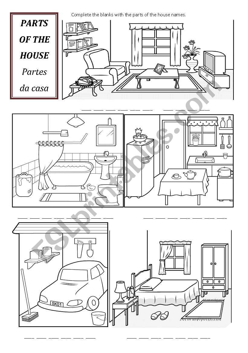 Parts of the house worksheet