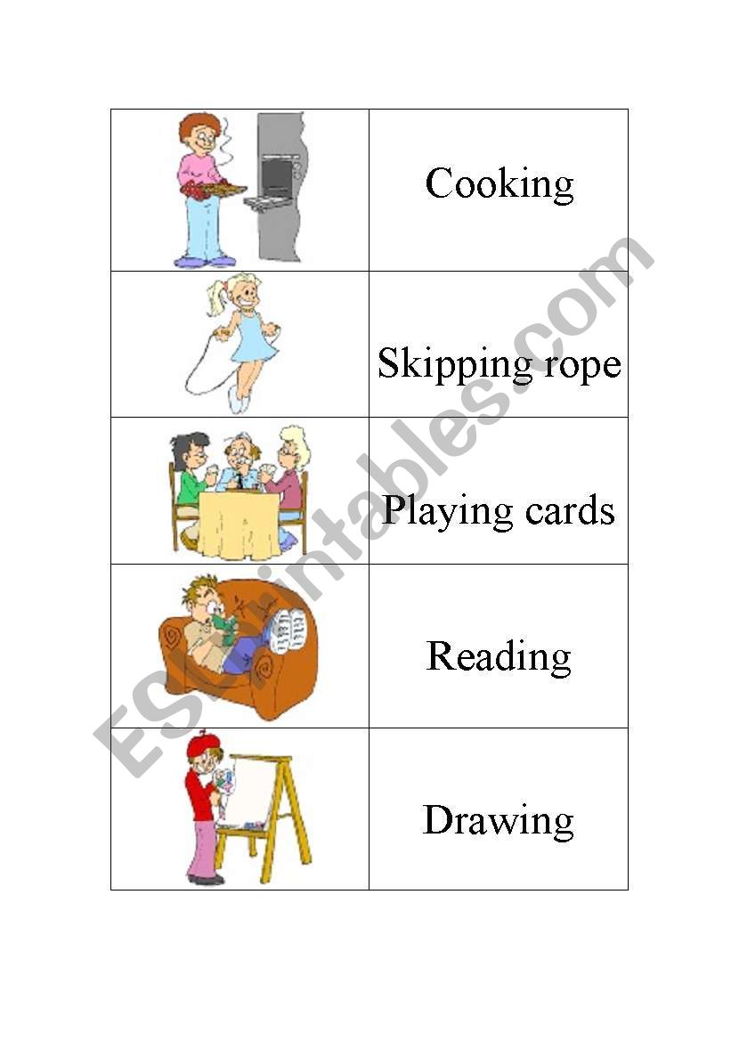 hobbies worksheet