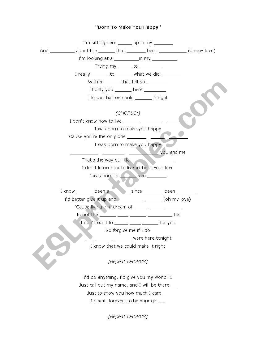 song by Britney Spears worksheet