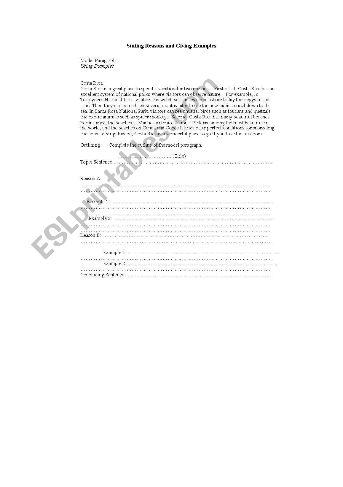 writing a paragraph worksheet