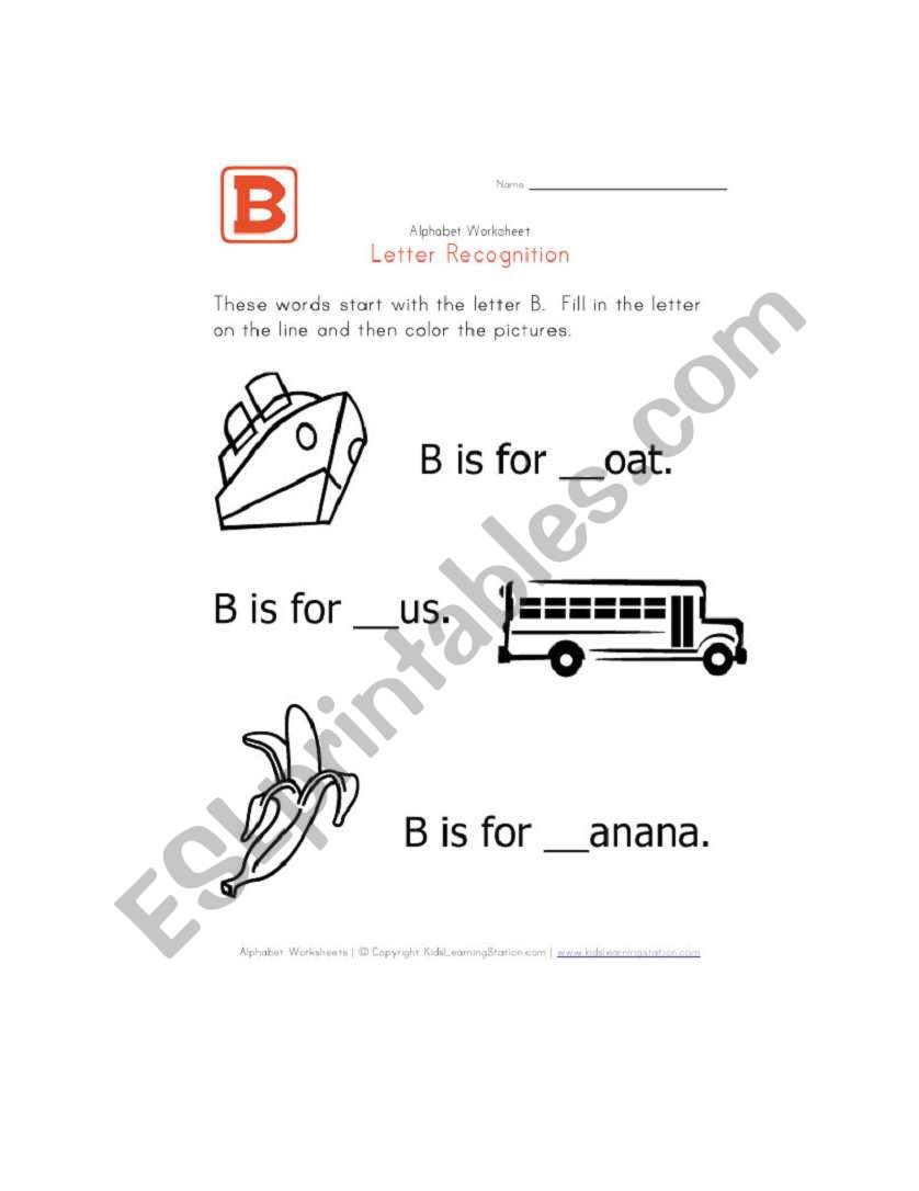 Letter B  worksheet