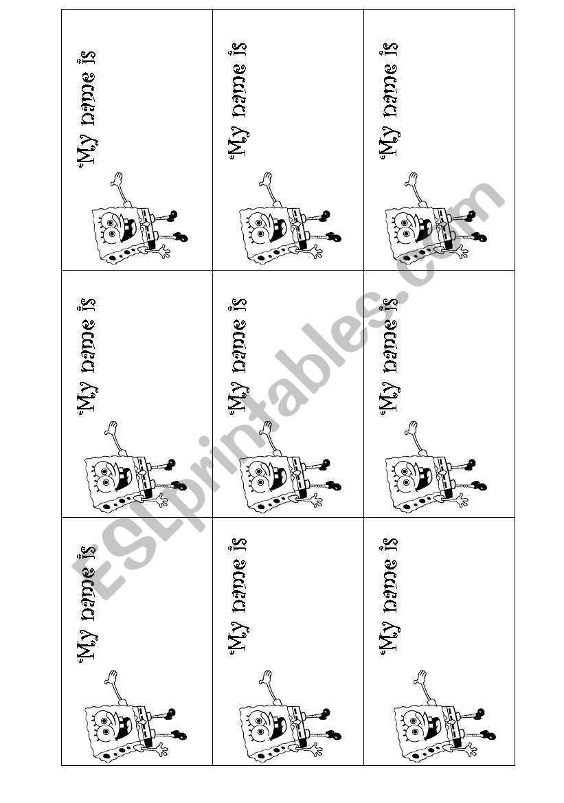 Name Tags worksheet