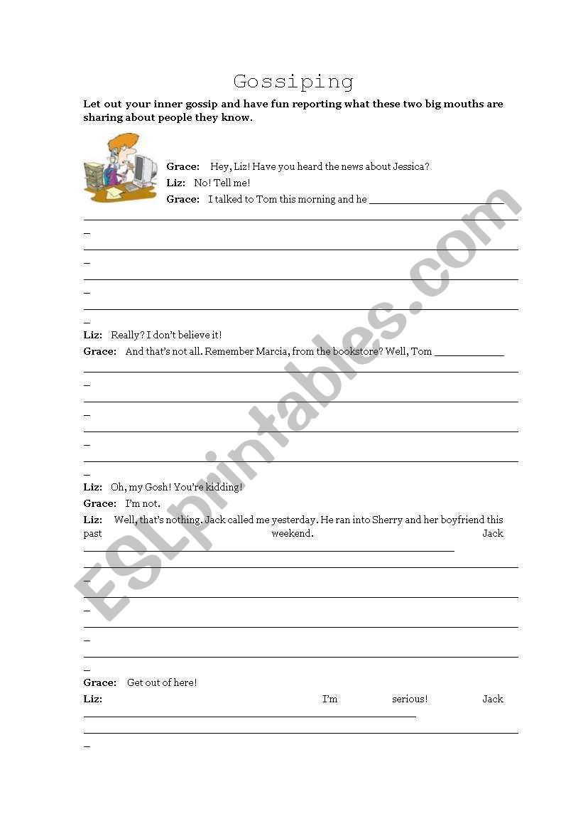 Reported Speech - Gossiping worksheet