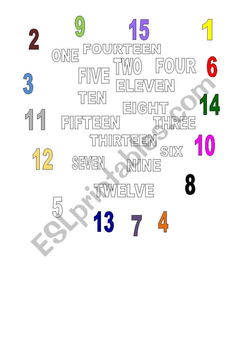 NUMBERS AND COLOURS worksheet