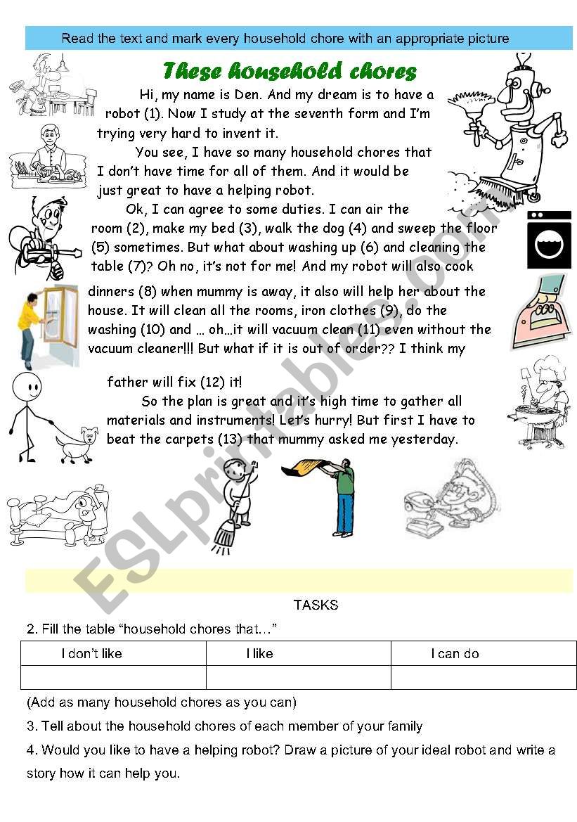 THESE HOUSEHOLD CHORES worksheet